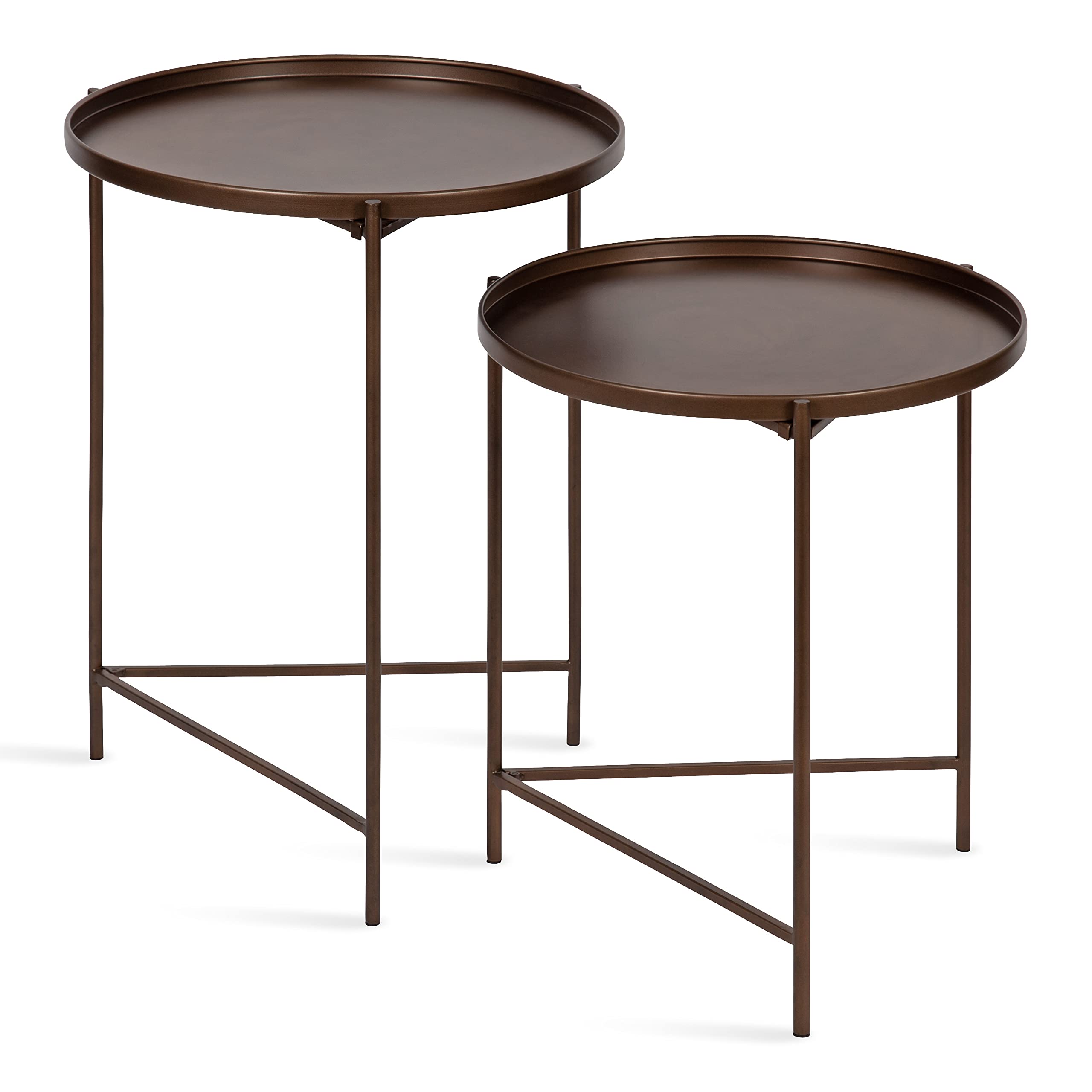 Kate and Laurel Ulani Modern Nesting Side Table; Set of 2; Bronze; Sophisticated Glam End Tables for Storage and Display