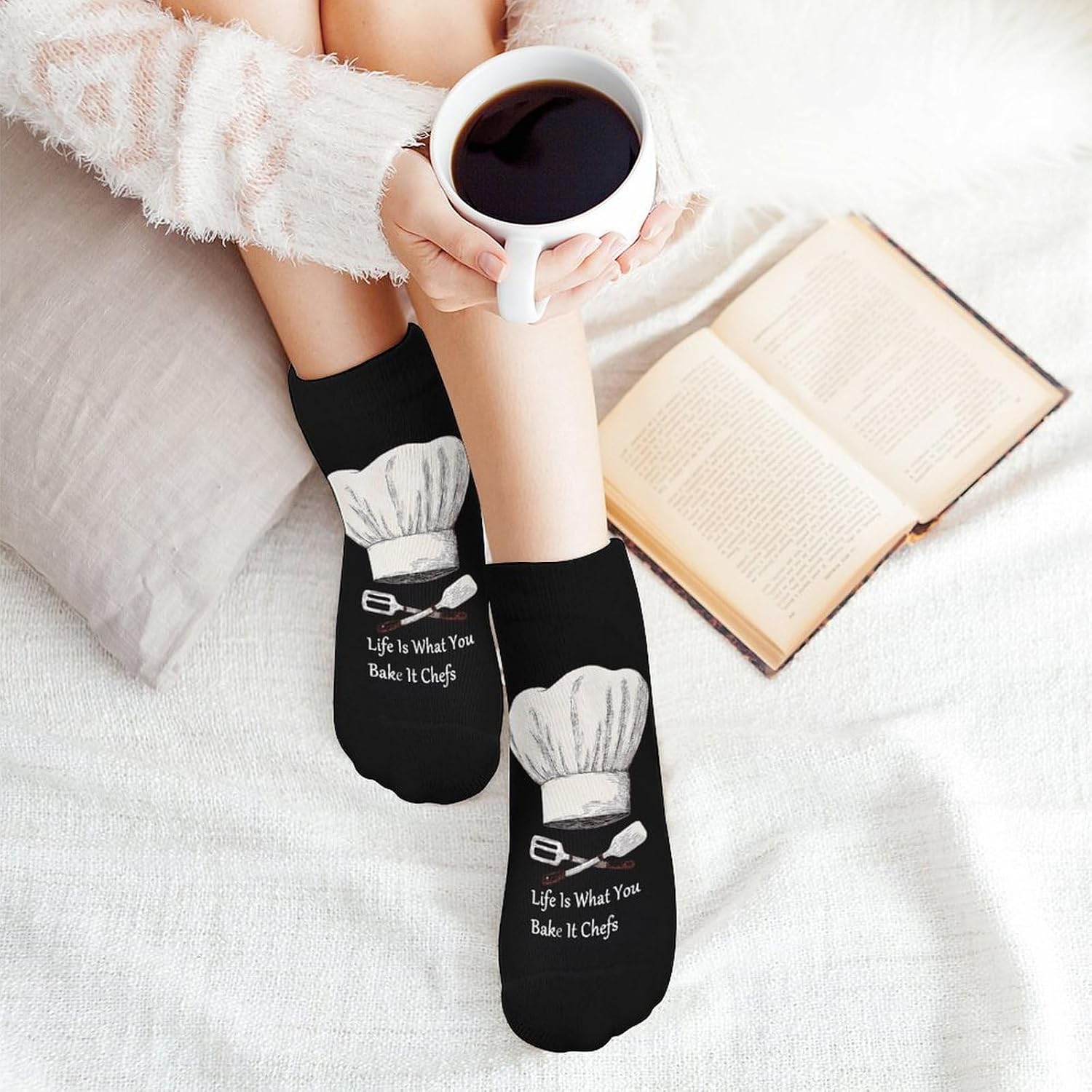 Life Is What You Bake It Chefs Socks for Men Women 5 Pairs Ankle Socks