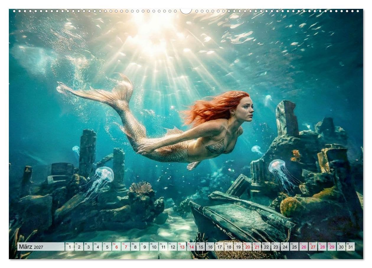 Sirenen - die unheimliche Verlockung (hochwertiger Premium Wandkalender 2027 DIN A2 quer), Kunstdruck in Hochglanz: Tauche ein in eine magische ... jeden Monat des Jahres. (CALVENDO Menschen) | DIN A2 Querformat · Premium-Wandkalender · Tauche ein in eine