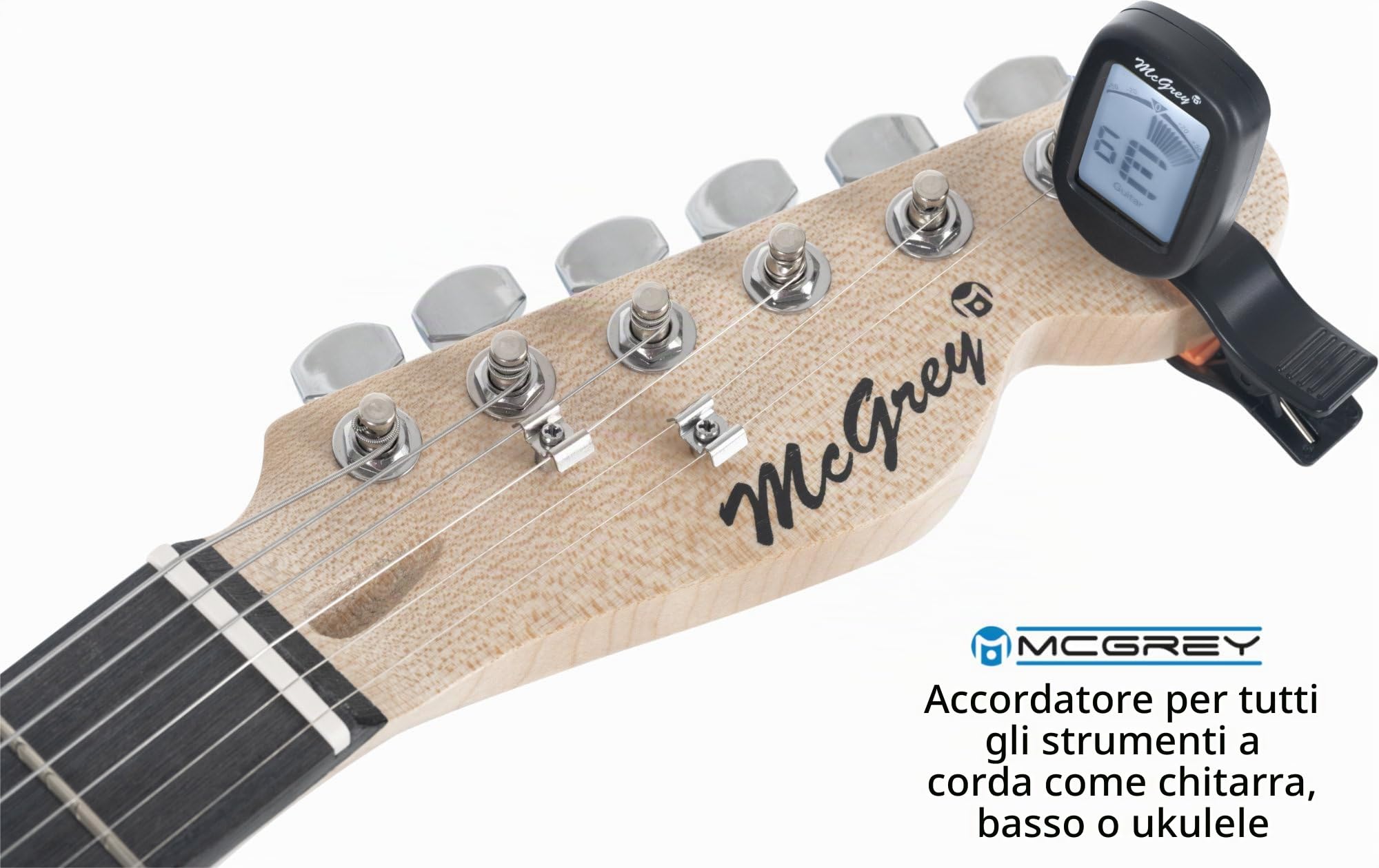 McGrey Rockit Chitarra Elettrica TL-Style Set Completo Antique White | Finitura Antique White, 2 Single Coil pickup, Selettore a 3 vie, 1 controllo volume/1 controllo tono, Accordatore Clip-On