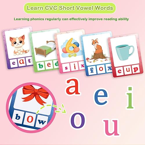 Miniatura 2 de CVCCCVCC Word Game Phonics Flash Cards for Preschool Learning Activities Preschool Kindergarten Classroom Montessori Special Education Reading