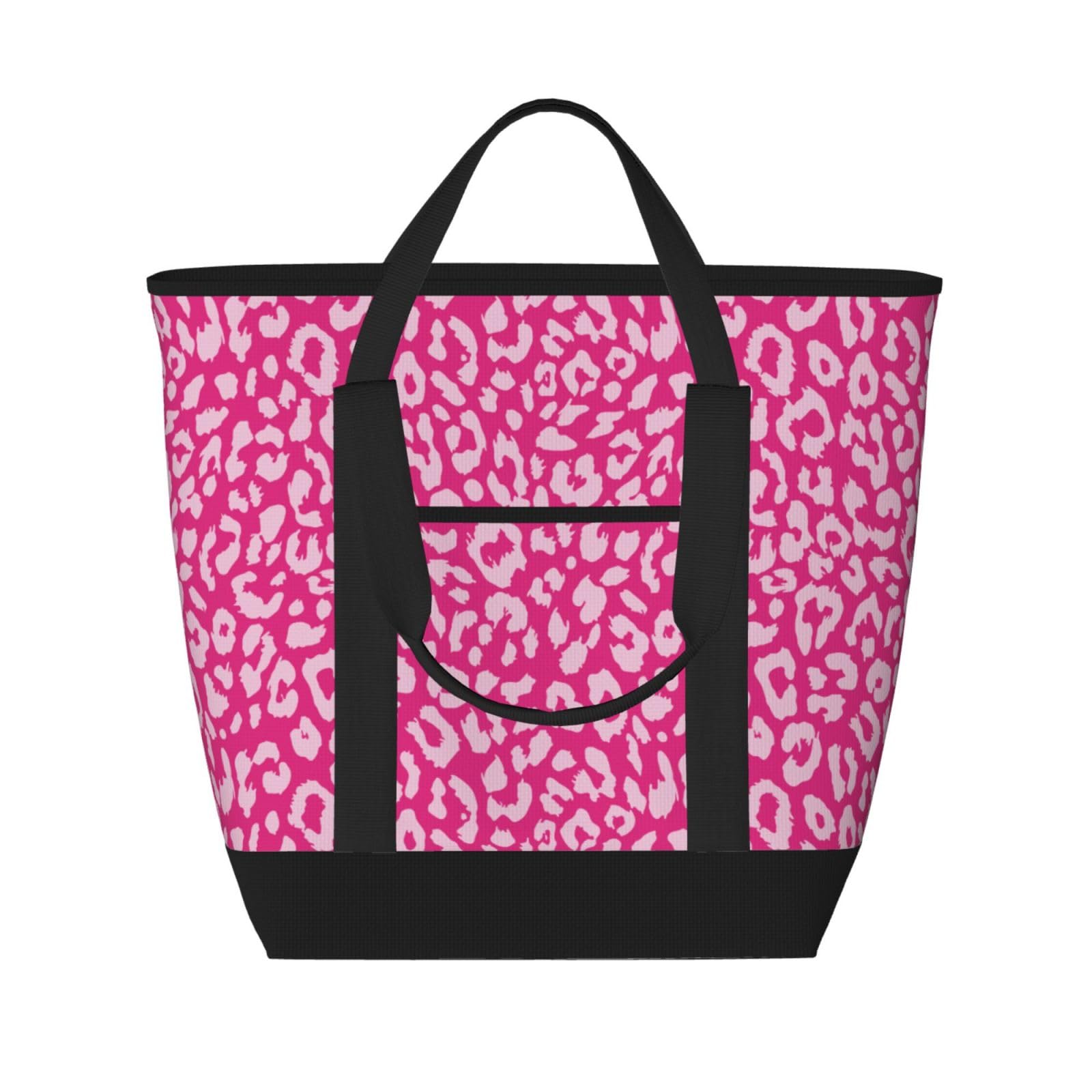 Sac isotherme courses léopard grand cabas réutilisable zippé