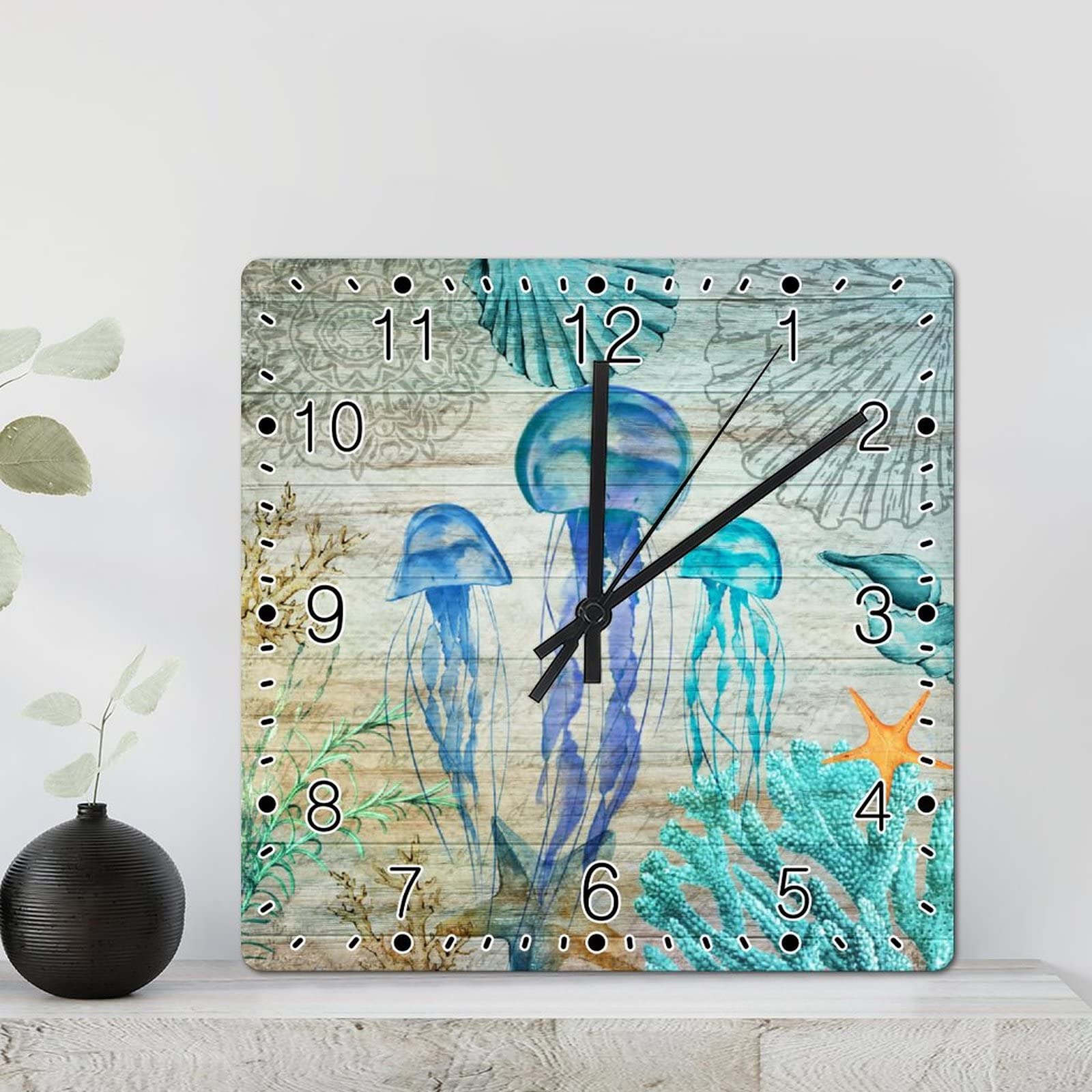 Grande horloge murale carrée 30 cm sans tic-tac pour cuisine et bureau