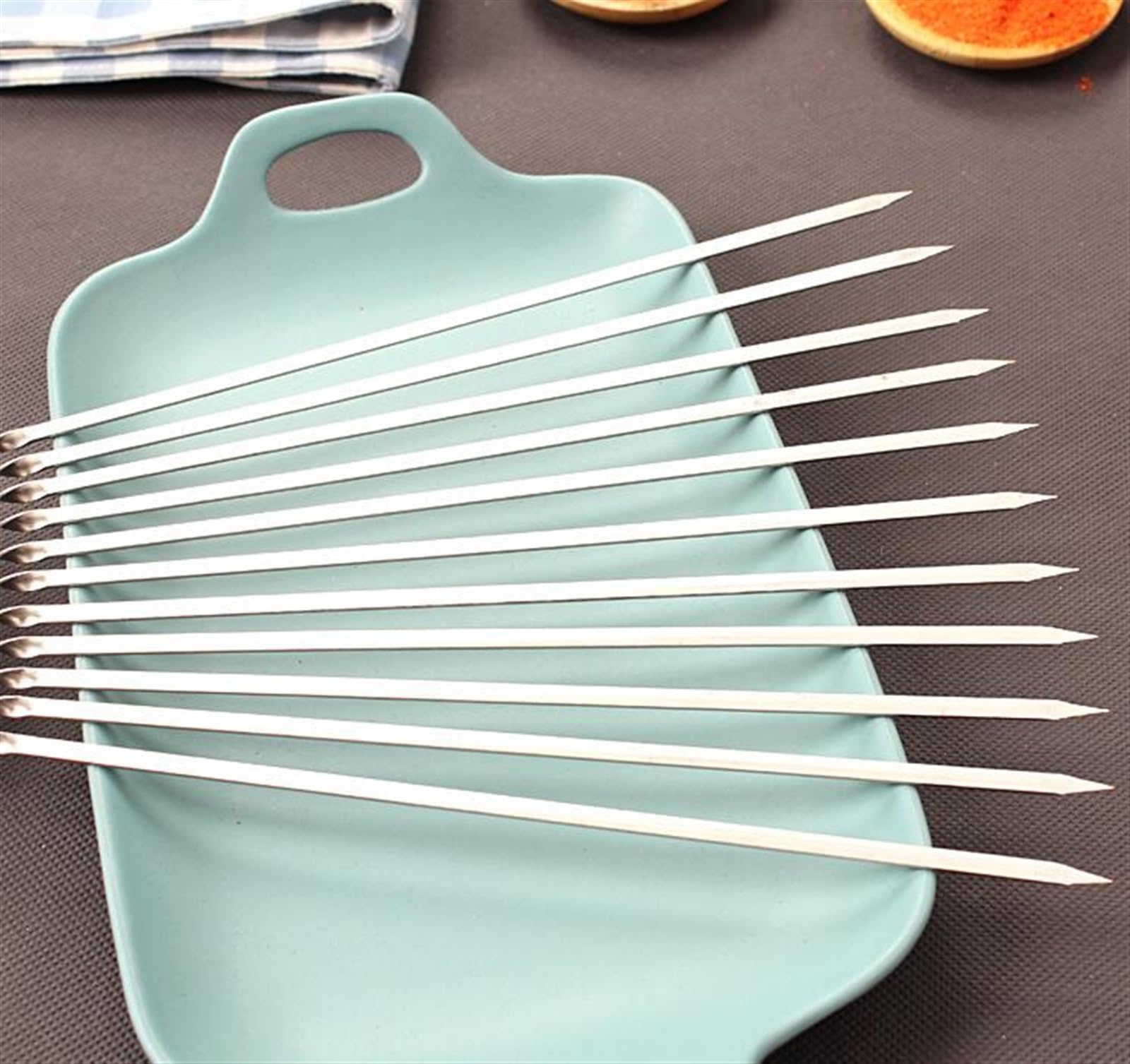 Brochetas de Kebab, 20 Piezas Reutilizables Planas Acero Inoxidable for Barbacoa, compatibles con Pinchos Aguja for