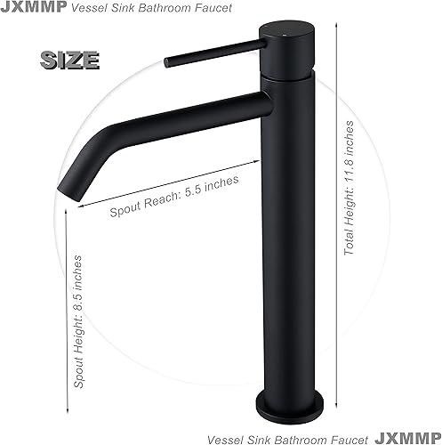 Miniatura 2 de Grifo de fregadero negro con ensamblaje de drenaje y líneas de suministro cUPC, grifos negros mate de acero inoxidable para fregadero de baño, grifo
