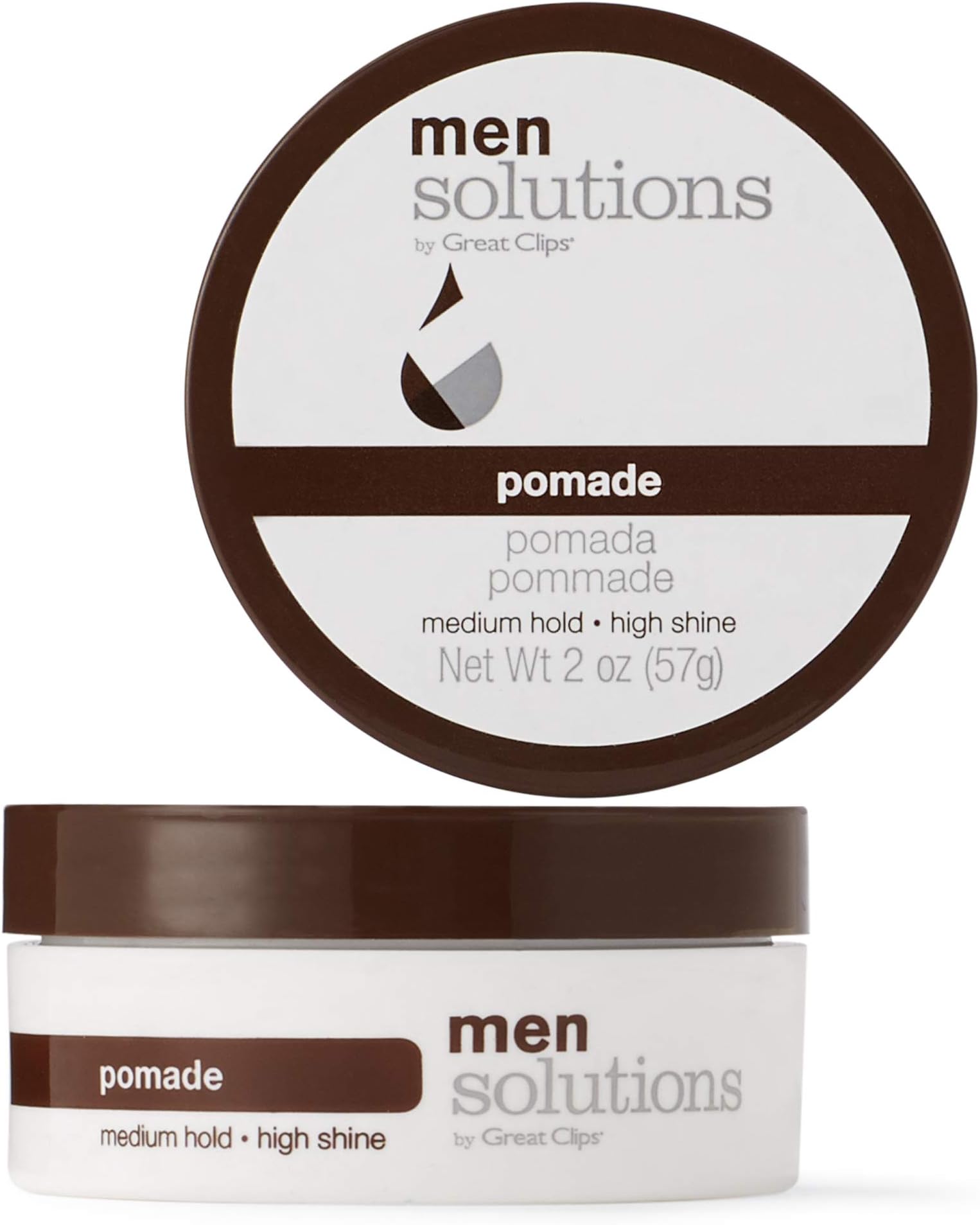 GREAT CLIPS Solutions Men's Pomade, 2oz | Medium Hold, High Shine | For Tousled & Slicked-Back Looks