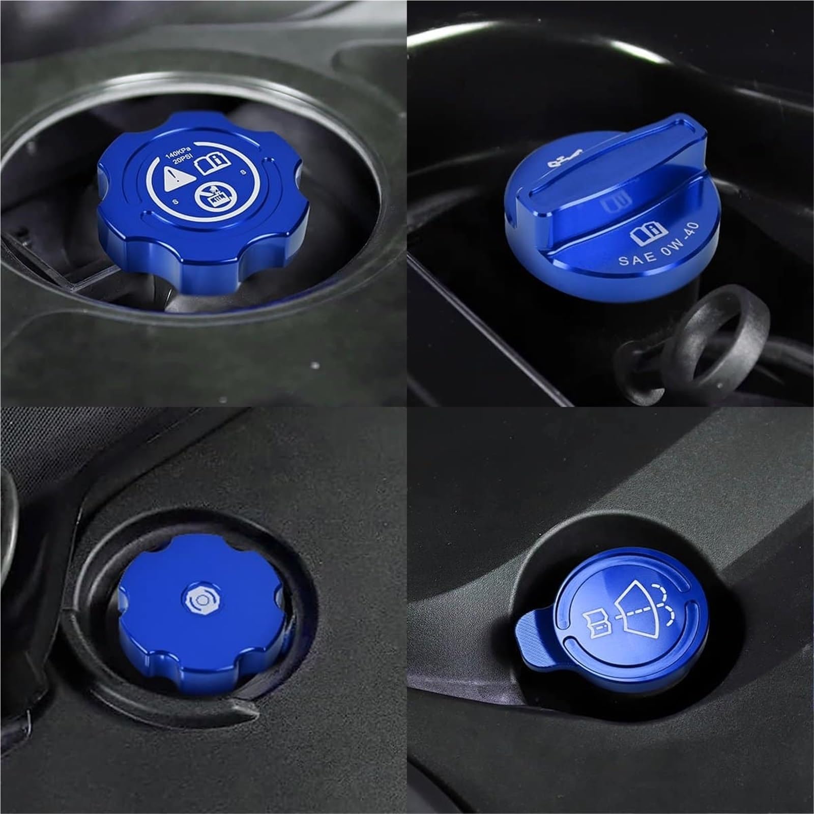 Korek wlewu oleju Pasuje do Chevroleta C8 Stingray Z51 2020-2024 Korek zbiornika oleju silnikowego, chłodnicy, płynu chłodzącego i hamulcowego(Blue)