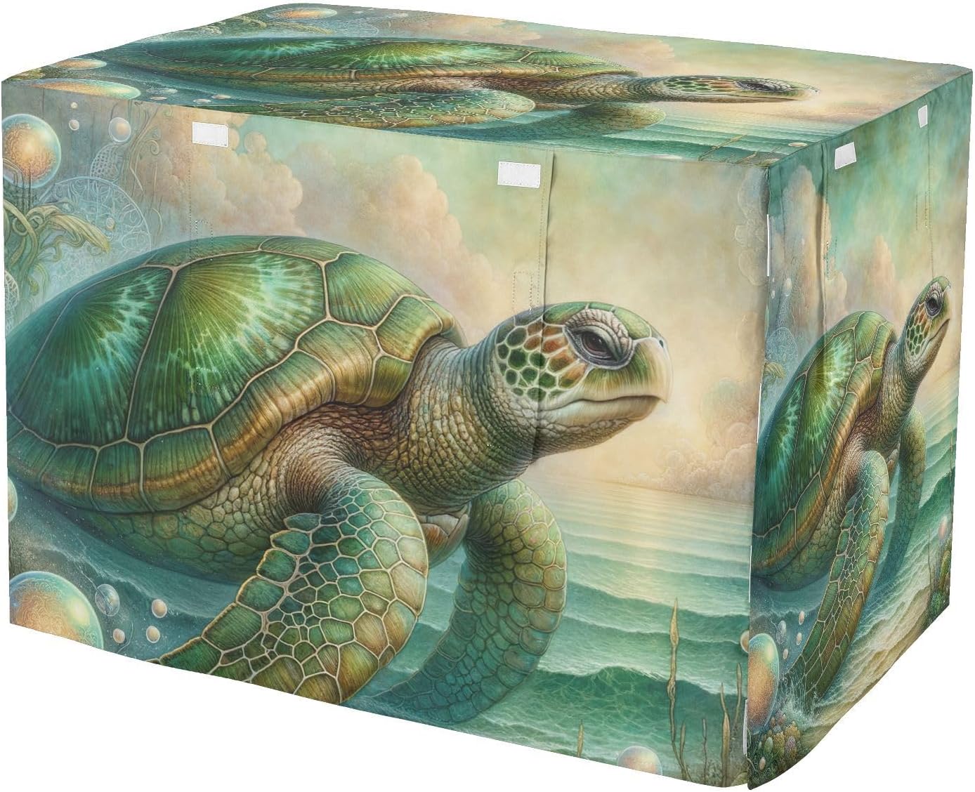 Fantasy Vintage Sea Turtle Pet Cage Cover with Openings, Water-Resistant Water-Resistant Dog Crate Cover, Large