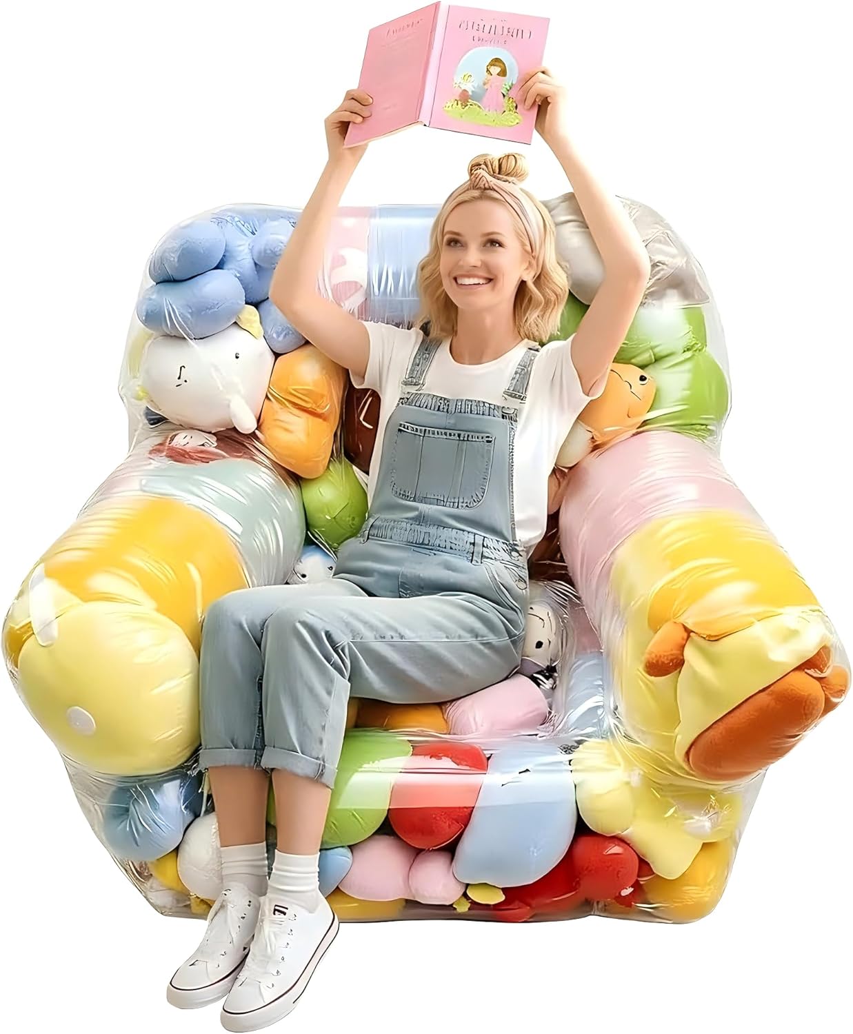 NTYNTY Clear Stuffed Animal Storage Bean Bag Chair Cover for Kids,Extra Large Beanbag Chair Cover with Zipper,PVC Bean Bag Chair Plush Toys Storage & Organizing