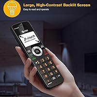 Vista 7 de AT&T Teléfono doméstico inalámbrico DECT 6.0 expandible de 2 auriculares con pantalla grande, botones grandes, contestador, bloqueador de llamadas