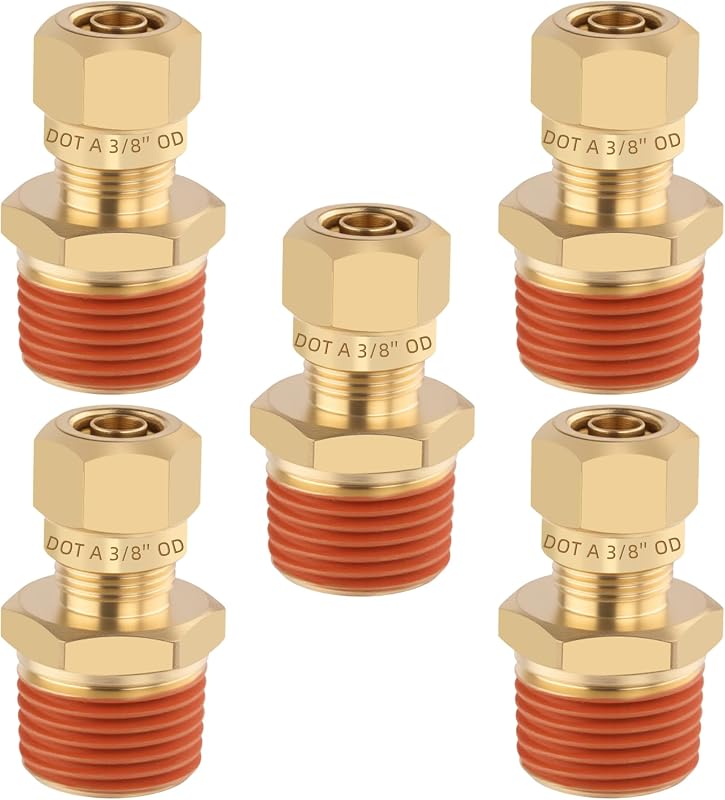Conexão reta de compressão em latão HASAOMOI para tubo de nylon – 5 unidades
