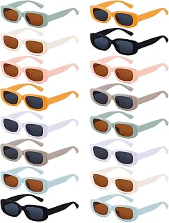 16 Pairs Kids Sunglasses Bulk Rectangle Sunglasses Party Favors Girls Boys Y2K Trendy Eyewear Retro Square Frame Glasses for Birthday Gift Party Supplies Summer Beach, Age 3-10 Toddlers