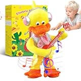 Marsjoy Rocking Dancing Duck Plush Toy, Singing Music Twisting Body Plush Stuffed Animals, Rocking Punk Crazy Cool Guitar Duck, Perfect Christmas Birthday New Year for Kids
