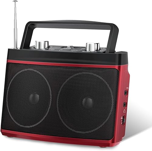 Audiocrazy Radio AM FM portátil con la mejor recepción, radio transistor con enchufe Bluetooth en pared o batería alimentada, radio estéreo,