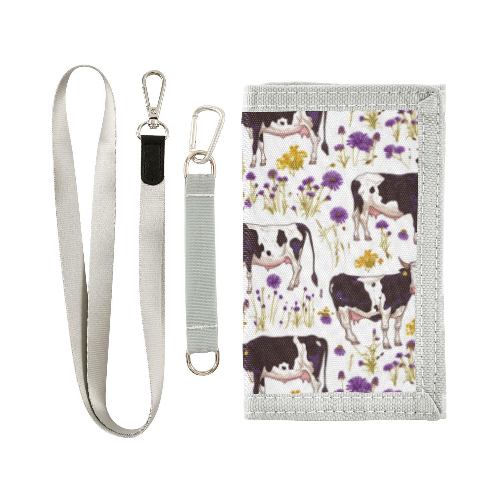 Wusikd Black White Cow Kids Wallet for Boys Girls Print Daisies Toddler Trifold Wallet Novelty Wallet for Teens Women Men