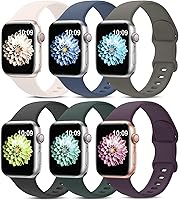 Vista 18 de Paquete de 6 correas deportivas compatibles con Apple Watch de 38mm 40mm 41mm 42mm 44mm 45mm 49mm 46mm, correa impermeable de silicona para iWatch