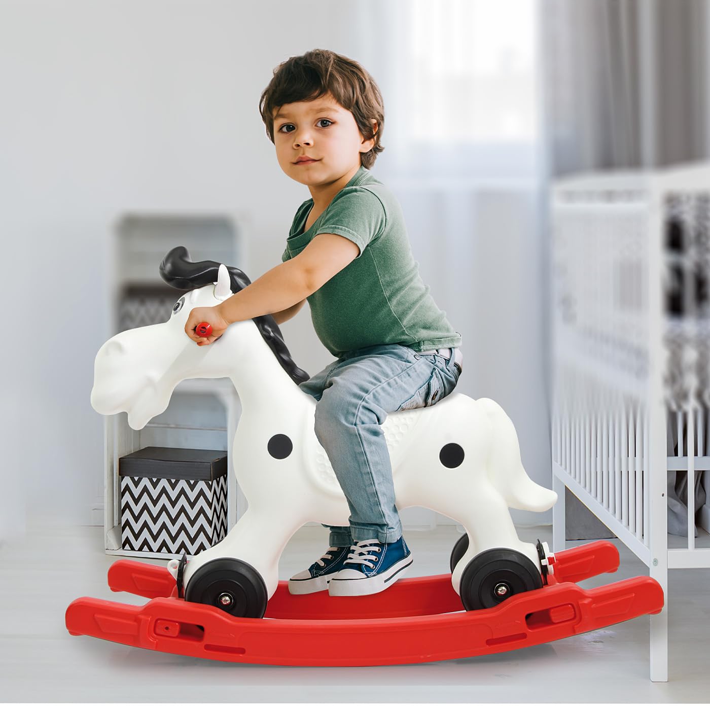 JAMARA 460275 - Cavallo a Dondolo Bob Gallop con Ruote e Pattini