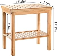 Vista 3 de SOUJOY Bamboo Shower Bench, Bath Seat Stool, Spa Foot Rest Shaving Stool, Storage Shelf for Shampoo Towel, Works in Inside Bathroom, Living Room