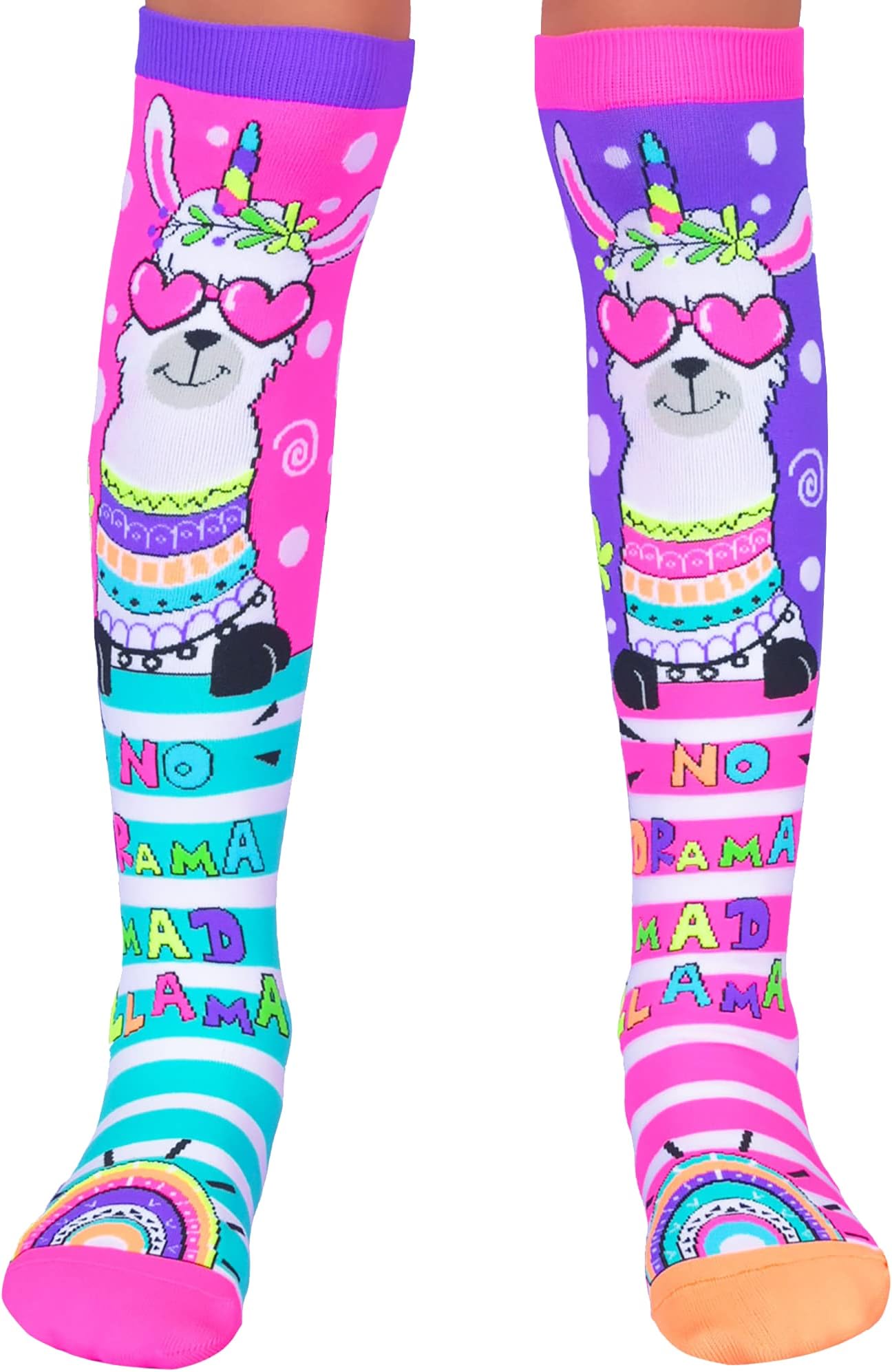 MADMIALama Socks Cool Knee Socks in No Drama Mad Lama Design, Multicoloured / Sea Waves (Ocean Tides), 6-18 Years