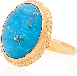 Turquoise Ring, Turquoise Woman Ring. Oval Turquoise Ring. Gold Plated Silver Turquoise Ring. 925 Sterling Silver Turquoise Ring. 24K Gold Plated Silver Turquoise Ring.