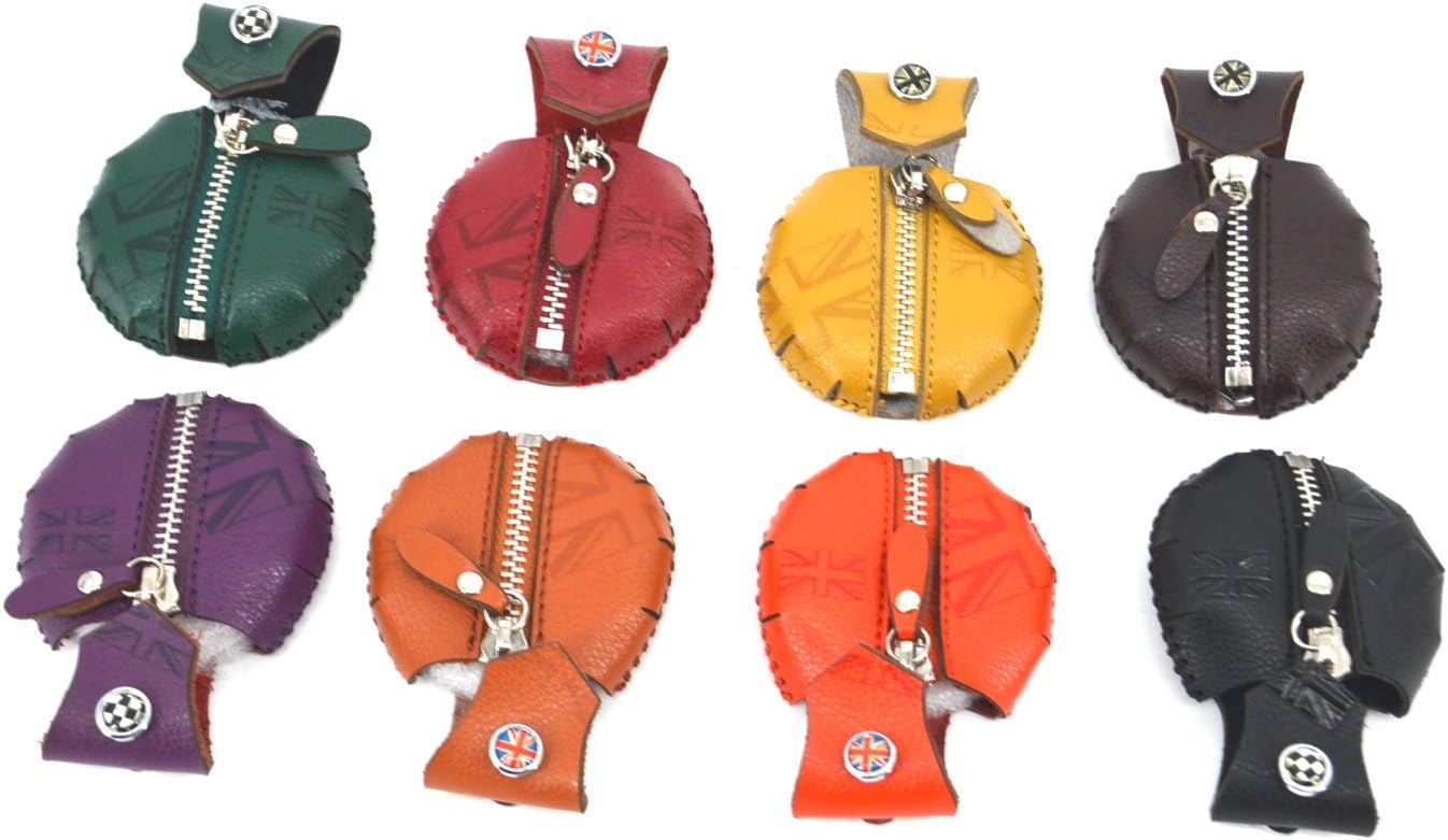 MOTO4U Real Leather Key Fob Cover Holder For Mini JCW Cooper S Countryman One Key Pouch Round shape In Yellow