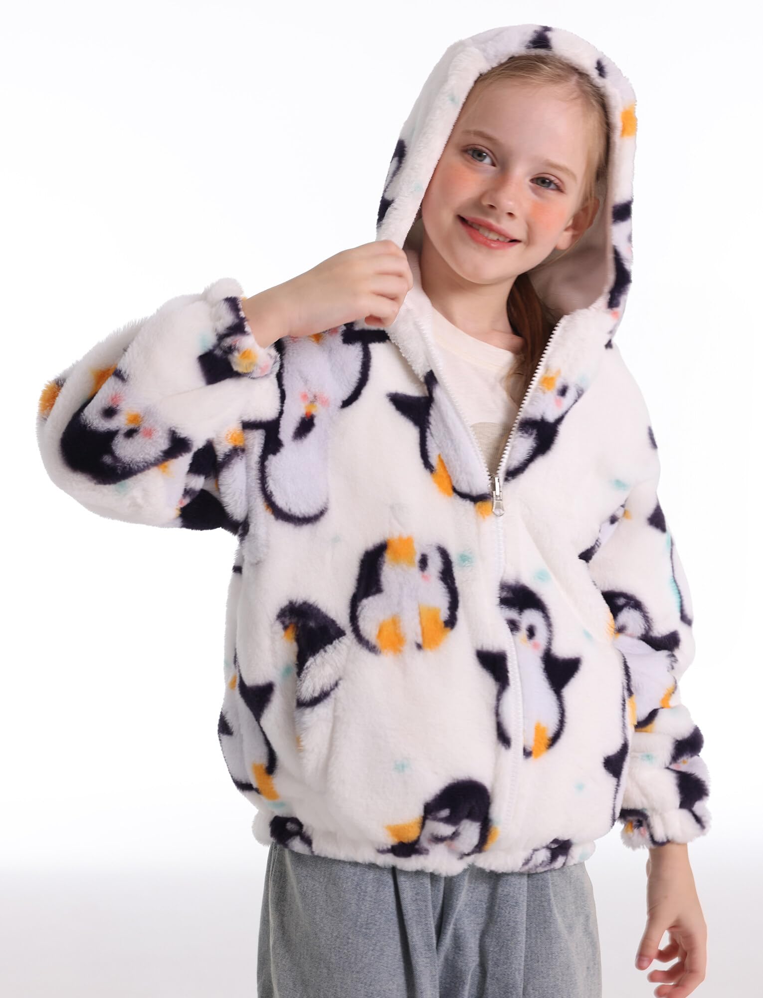SEAUR - Chaqueta con capucha de forro polar para niños y niñas, para otoño, invierno, gruesa, cálida, para niños, chaqueta de forro polar