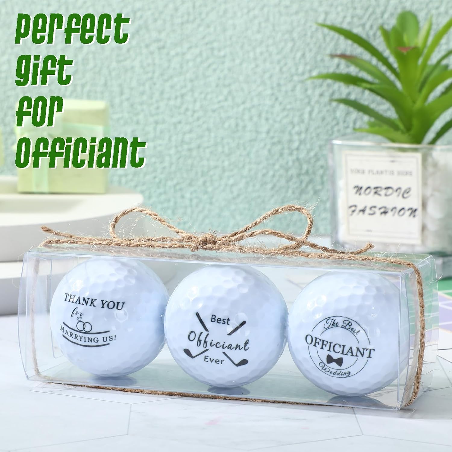 HyDren 3 Pcs Officiant Golf Balls Wedding Gift Set, Classic Style | Best Officiant Ever Printed, Thank You for Marrying Us, Appreciation Present for Minister Pastor, Wedding Ceremony Thanks