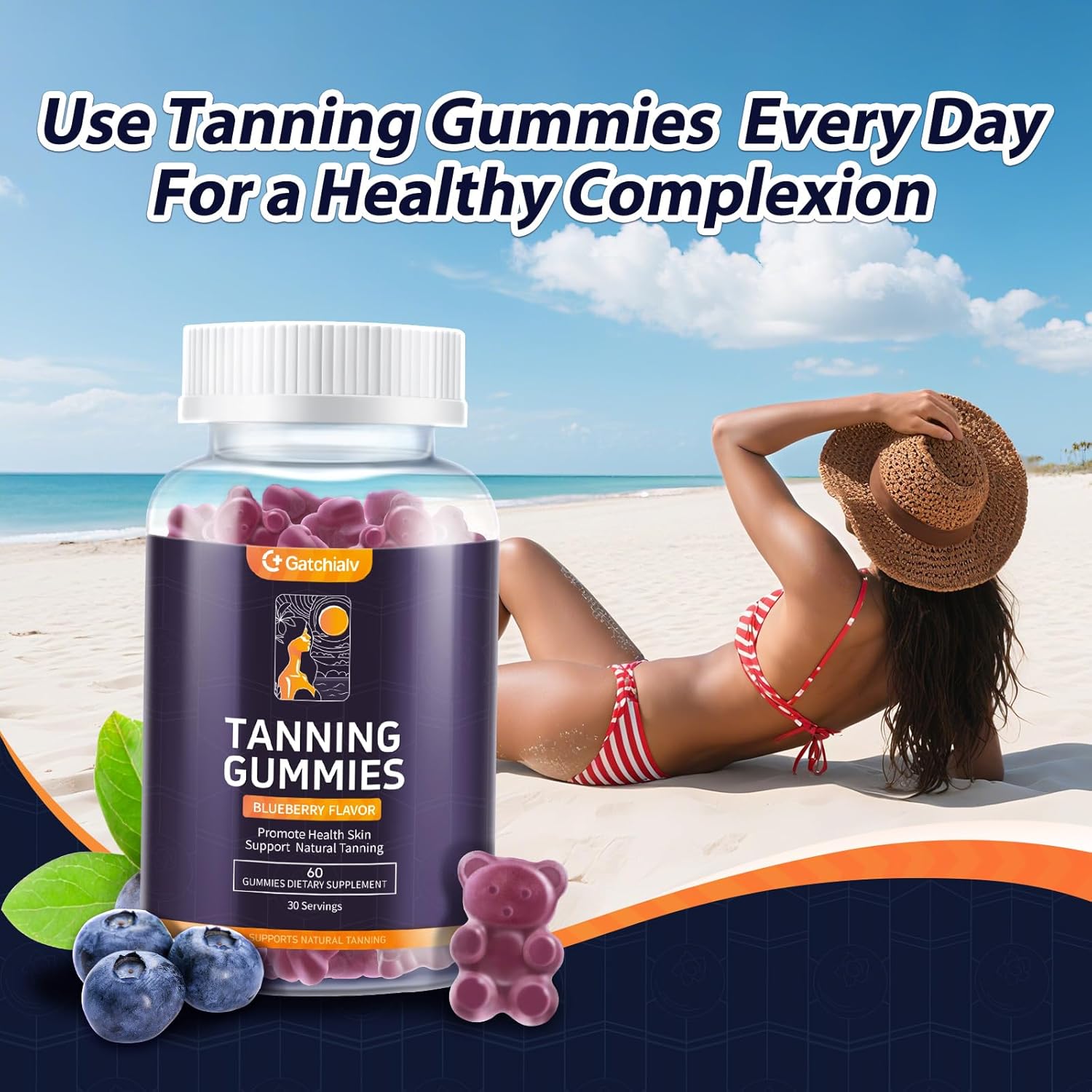 Tanning Gummies - Self Tan Bronzing Supplement that Work Without Sun - No Sugar Vegan with Astaxanthin Lycopene Beta Carotene and Vitamins-60 Count - Image 7