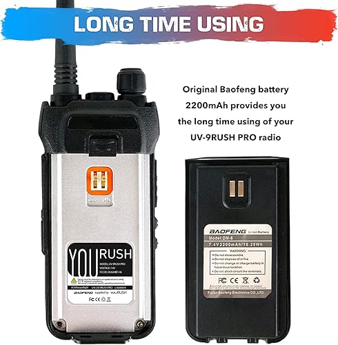 Miniatura 5 de UV-9Rush Pro 10 W (actualizado Baofeng BF-H5) Radio portátil de mano UHF VHF Radio de mano de doble banda IP54 con batería de 2200 mAh. Pin K2