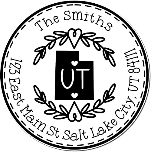 Miniatura 209 de Round State Love - Sello de dirección de devolución para Texas, uso con almohadilla de sello, mango de madera, sello de dirección de Texas