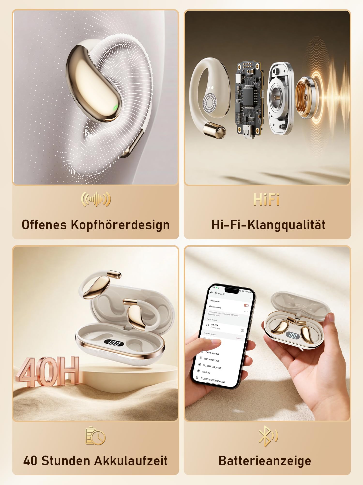 KI Übersetzer Kopfhörer Sprachübersetzer Übersetzungskopfhörer: 3-in-1 Kopfhörer Übersetzer Echtzeit 156 Sprachen mit App - Bluetooth 6.0 Translator Earbuds mit 6 Modi 40H für Reisen Business Lernen