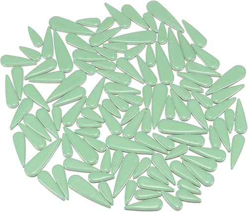 uxcell Mosaico de cerámica, 7.05 oz de lágrima de hojas de flores, bloques de mosaico para manualidades, decoración del hogar, verde claro
