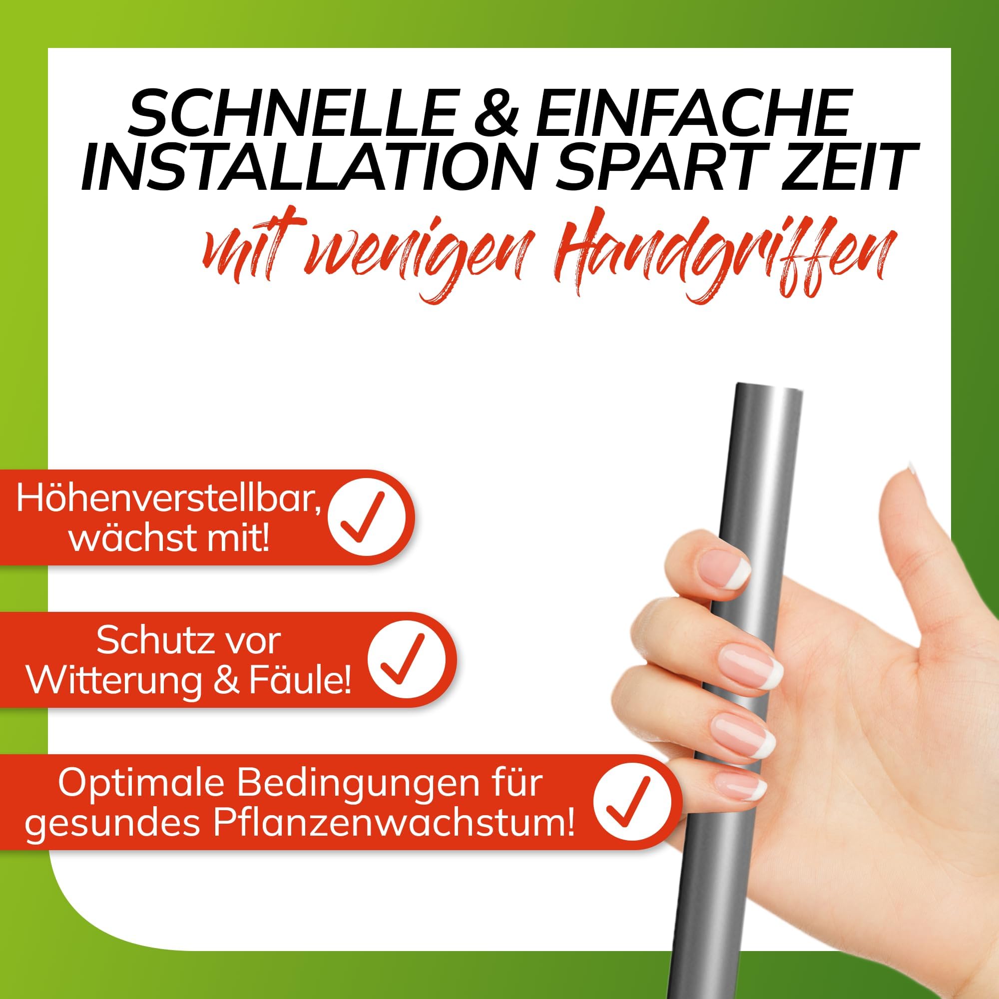 bellissa Tomatendach Aluminiumgewebe höhenverstellbar von 125-185 cm | Pflanzenschutzdach für Tomaten, Gurken, Bohnen Überdachung gegen Starkregen & Braunfäule