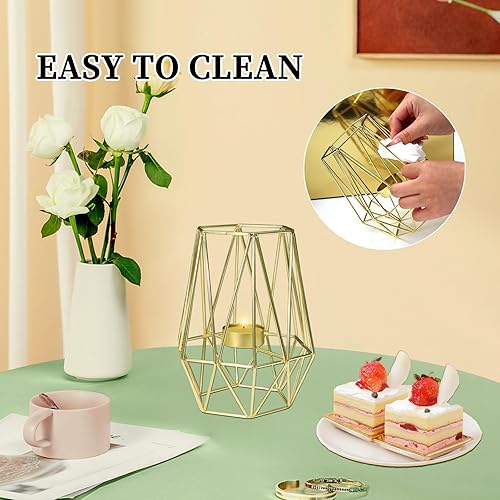 Miniatura 7 de 1 portavelas votivas geométricas doradas, portavelas huecos de metal para velas de té, soporte de vela para boda, mesa de Navidad, centro de mesa,
