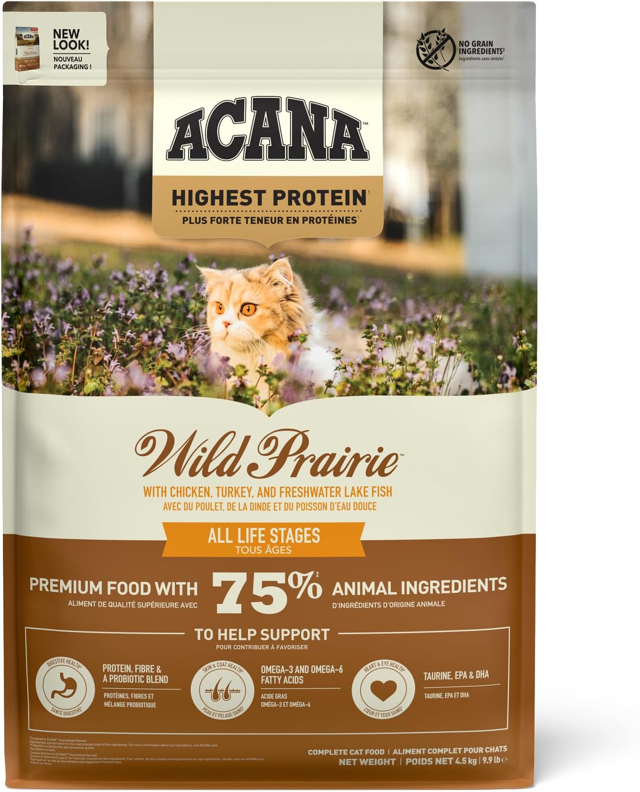 Wild Prairie Free Run Poultry Wild Caught Fish All Life Stages Dry Cat Food 4.5kg