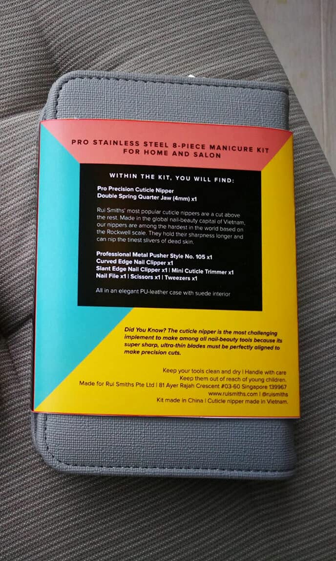 Rui Smiths Pro Stainless Steel 8-Piece Manicure Kit For Home And Salon With Professional Precision Cuticle Nipper And Metal Pusher Style No. 105 : Health & Household