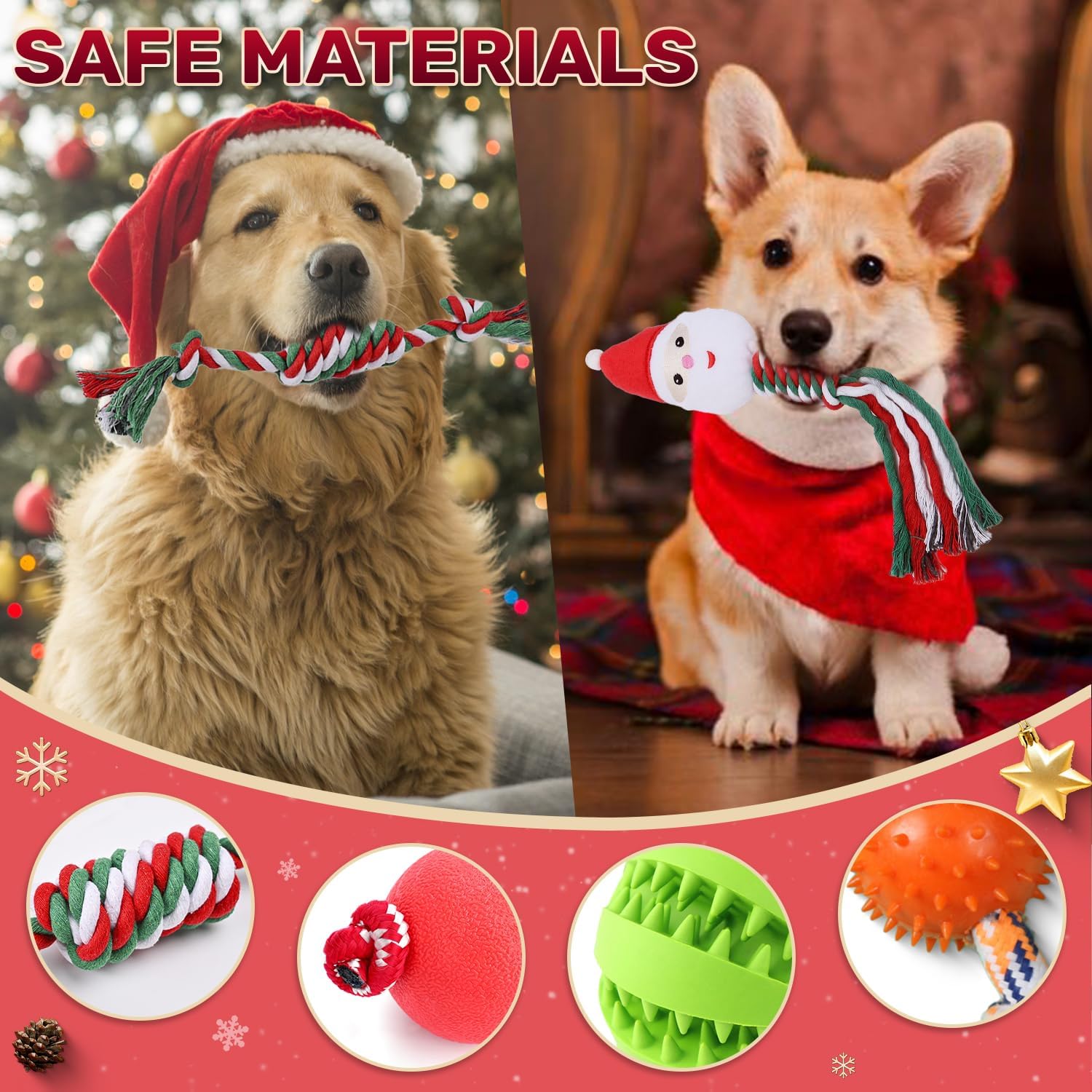 Ansee Dog Advent Calendar 2026, Christmas Dog Toys Chew Ropes Squeaky Balls Teething Toys Bow Tie Collars Bandana, 24 Set Christmas Countdown Calendar Gift for Dog Puppy