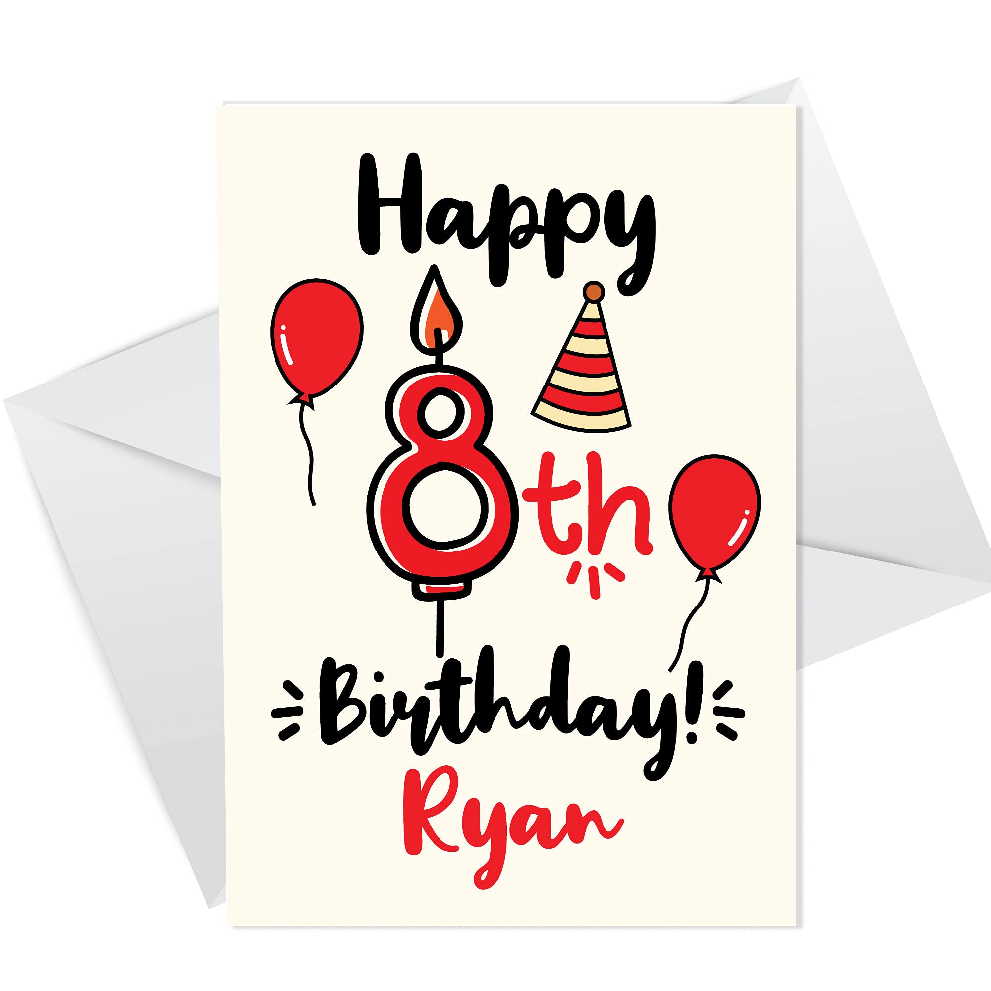 Personalised 8th Birthday Card For Daughter Son Quirky Birthday Card For Him Her