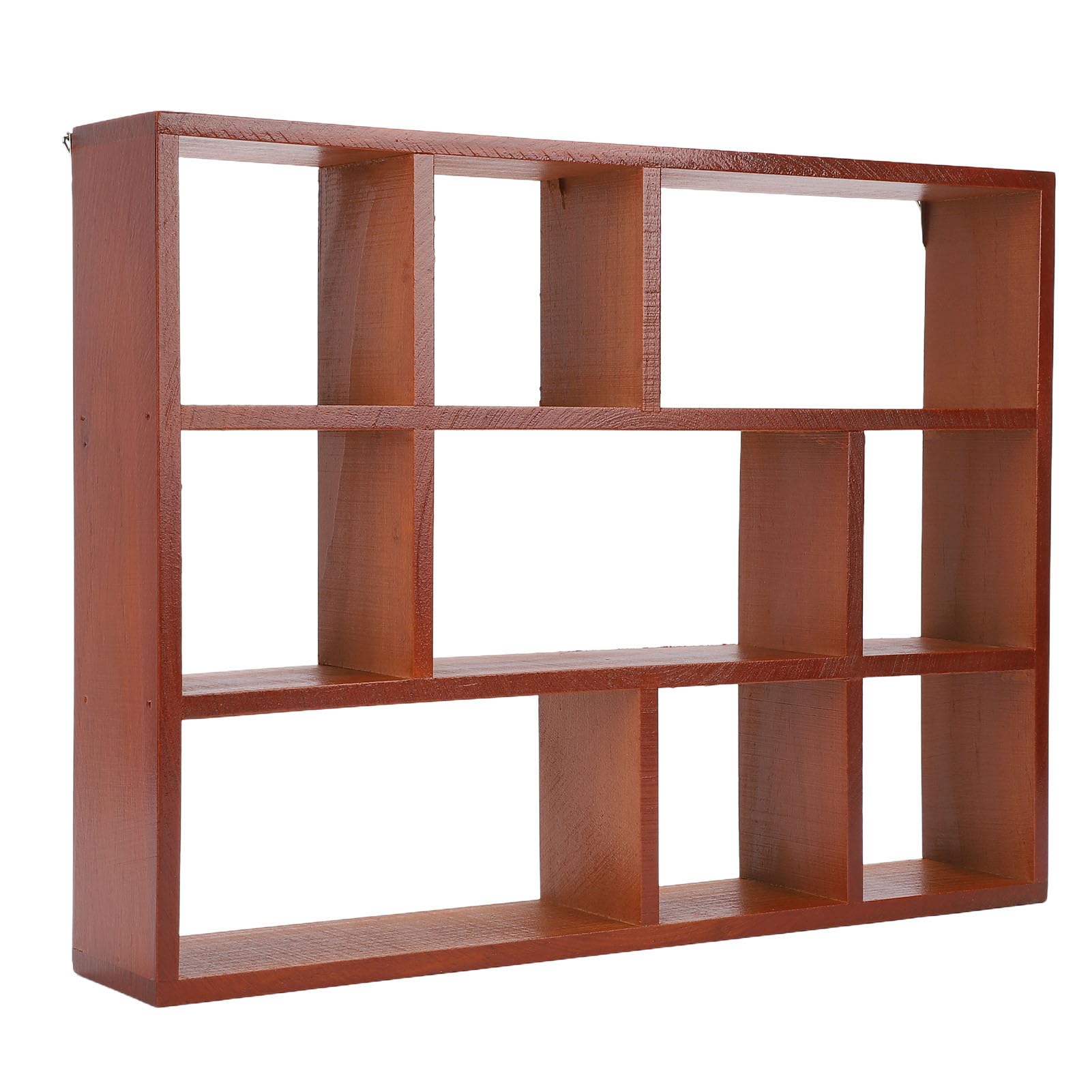 Estantería de pared de madera y organizador de cosméticos vintage con 9 compartimentos y ganchos