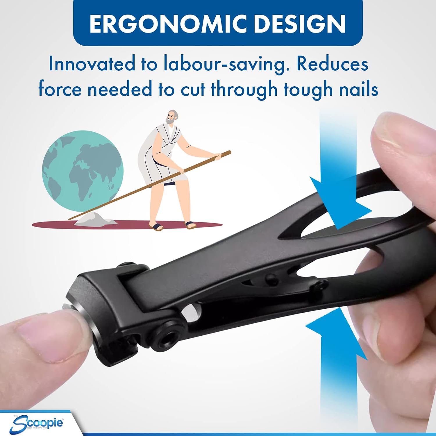 15mm Wide Jaw Stainless Steel Nail Clippers - Men & Women - Black Standard | Toenail clippers and fingernail clipper with nano fiber file, manicure pedicure set for adults, compact travel grooming tool