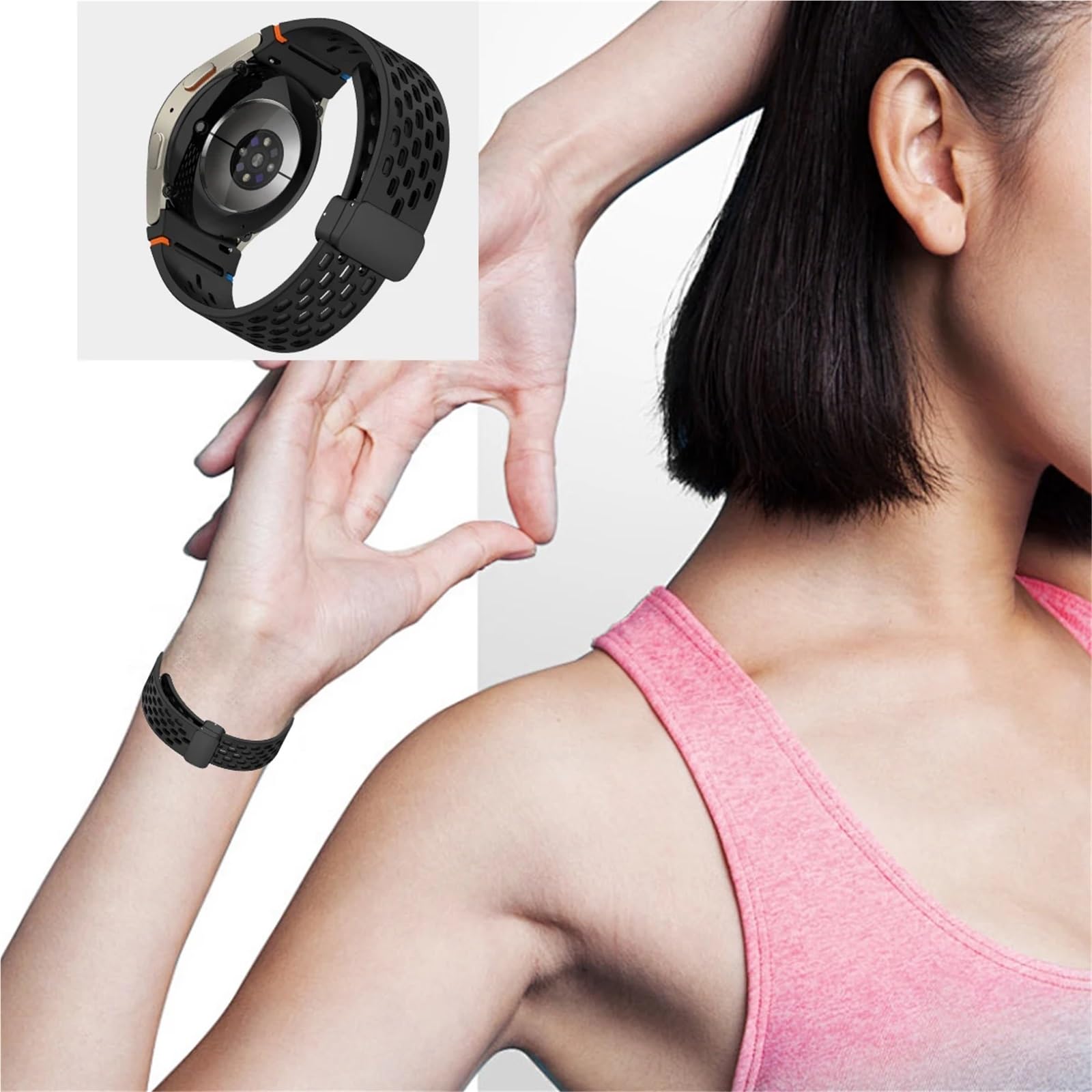 Correa de 20 mm para reloj 4, 5, Pro, 6, 7, 7LTE de 44 mm, 40 mm, correa clásica de silicona sin huecos