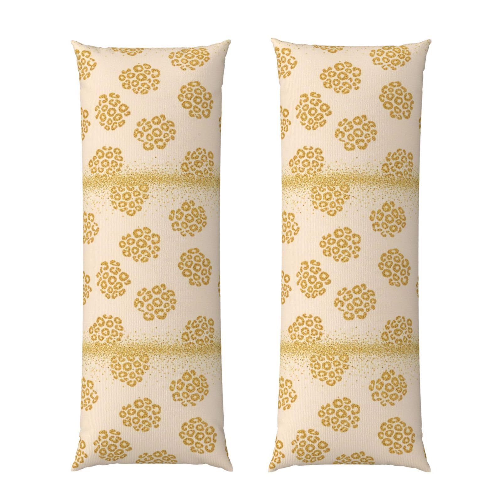 Body Pillow Cover 20x60 Gold Glitter Pattern Cheetah Leopard Print, Decorative Zippered Pillowcase, Soft Cozy Flannel Fabric, Cushion Case for Couch Sofa Bedroom Home Decor
