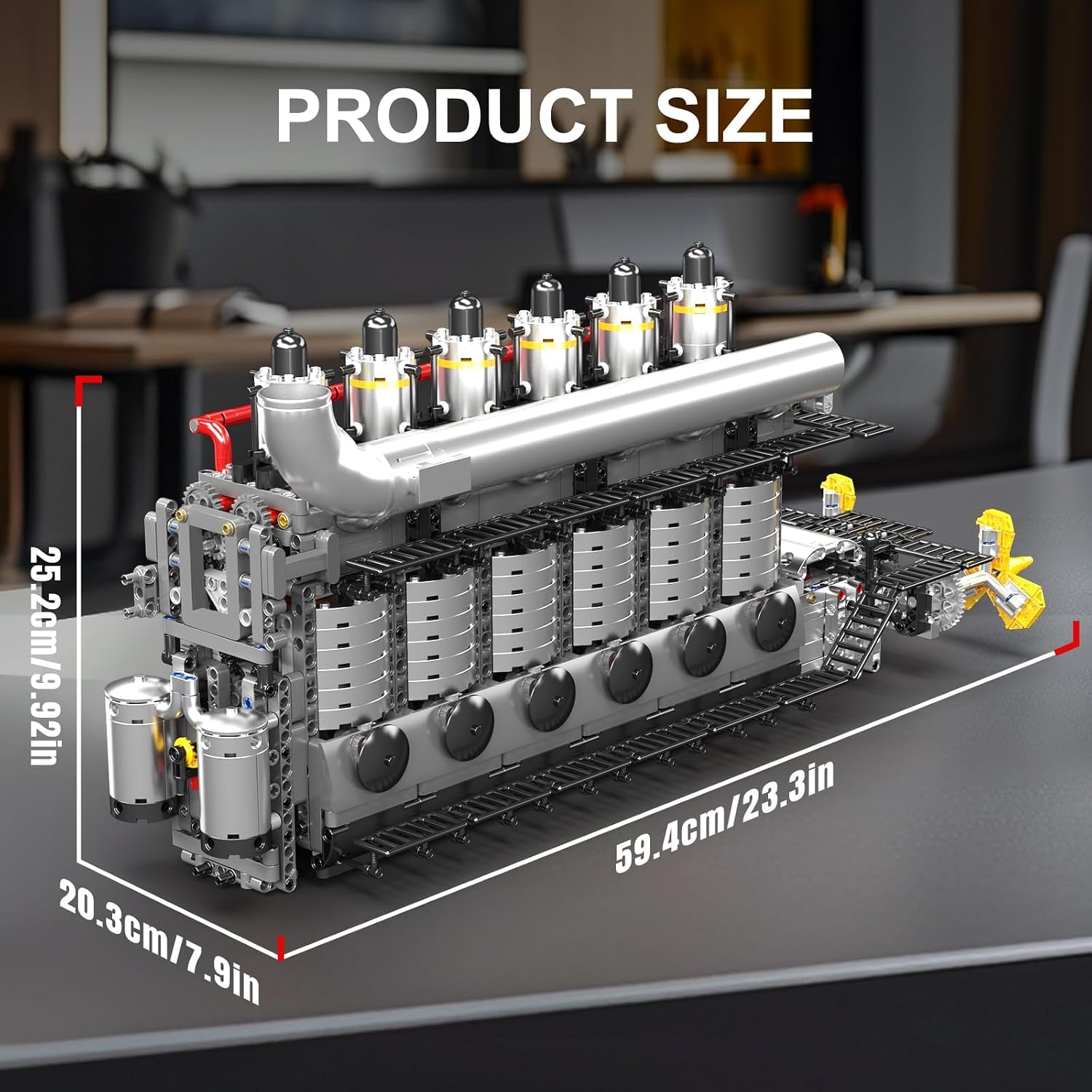 Mould King 10209 Aircraft Carrier Engine Building Set, 3222 Pieces Inline 6-Cylinder Military Aviation Engine Model Kit with Moving Pistons and Crankshaft, Project for Adult Collectors