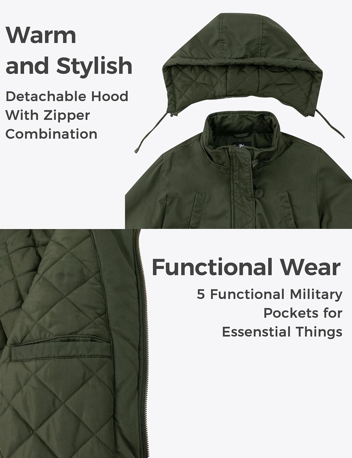 Wantdo Women's Winter Thicken Puffer Coat Warm Fleece Lined Parka Jacket with Hood - Image 5