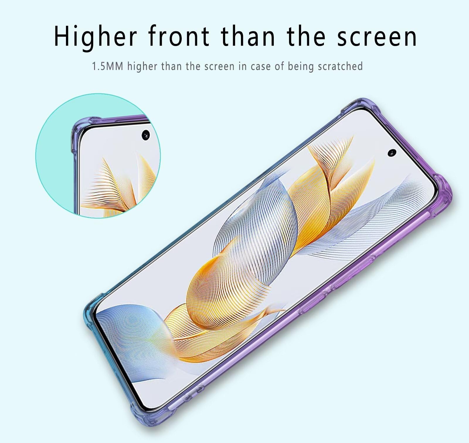 HONLEN Custodia per HONOR 90 5G Case, (6.7 Inches) Trasparente Sfumato TPU Silicone Progettata, 4 Angoli rinforzati Case