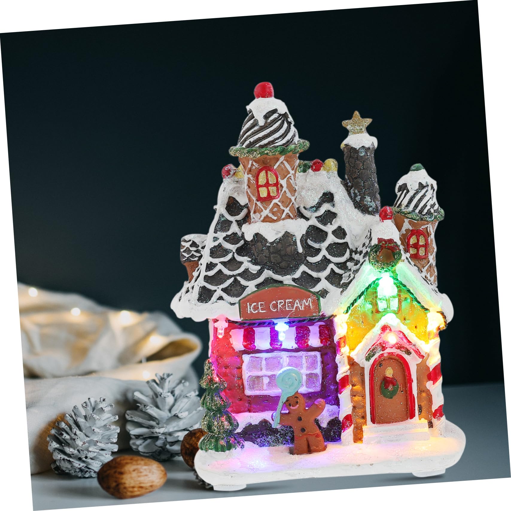 1pezzi Decorazioni Natalizie in Resina per Vetrine di Negozio e Decorazioni Luminose per Scrivania Design Caldo per Feste di Natale e Capodanno