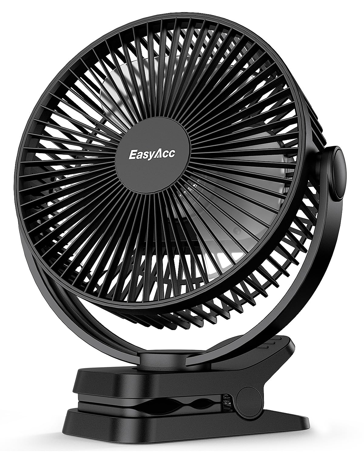 10000mAh Portable Clip on Fan - Rechargeable Desk Fan Max 36 Hrs,Powerbank,Strong Airflow, LED Display,5 Speeds, Washable,Anti-mosquito,Sturdy Clamp for Golf Cart Bed Travel Camping Truck