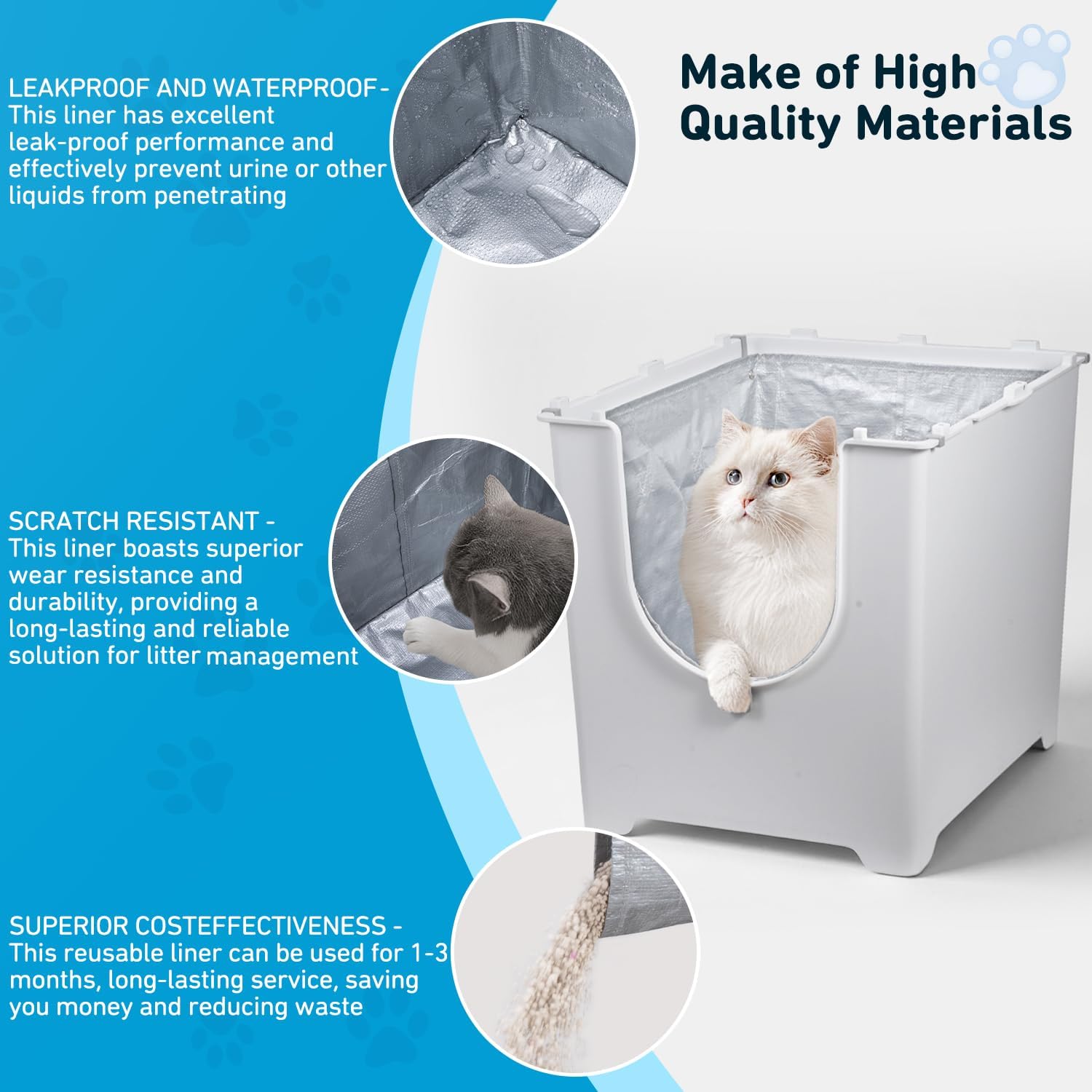 4 Pack Liner F Compatible with Modkat Flip Litter Box Type F, Reusable Litter Box Liners F with Carrying Handles, Refill Liner Type F for Cat Litter Box