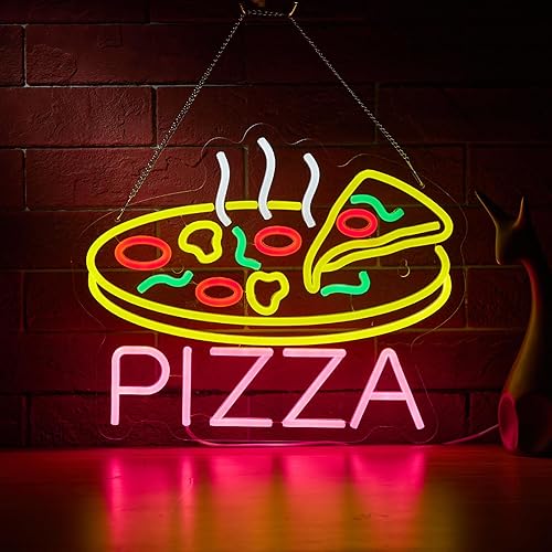 Letrero de neón de pizza para decoración de pared, letrero de neón LED regulable con alimentación USB