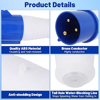 2Pcs 32 Amp Plug, 32Amp Industrial Connector 1‑Phase 3 Pin Industrial Plug, Explosion‑Proof Waterproof 32A 220‑250V 2P+E, Male And Female Locking Plug Socket Connector Industrial